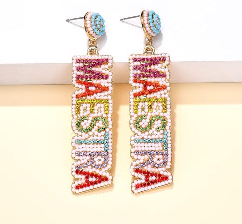 Teacher Earrings Beaded Rhinestone Maestra Teacher Dangle Earrings Back to School Gifts for Teacher Appreciation in Saudi Arabia