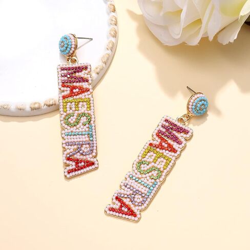Teacher Earrings Beaded Rhinestone Maestra Teacher Dangle Earrings Back to School Gifts for Teacher Appreciation in Saudi Arabia