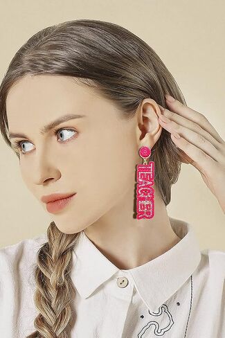 Teacher Earrings Beaded Rhinestone Maestra Teacher Dangle Earrings Back to School Gifts for Teacher Appreciation in Saudi Arabia