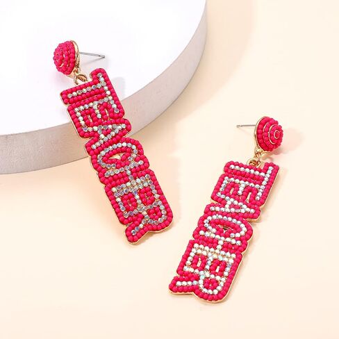 Teacher Earrings Beaded Rhinestone Maestra Teacher Dangle Earrings Back to School Gifts for Teacher Appreciation in Saudi Arabia