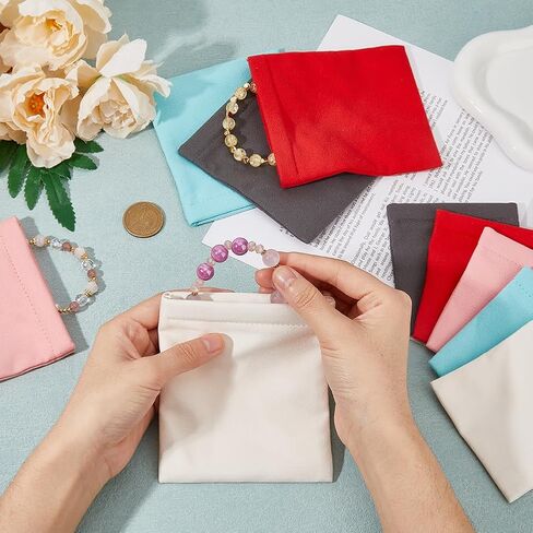 DICOSMETIC 12Pcs 2 Colors Jewelry Zipper Pouch Mini Velvet Jewelry Storage Zipper Bags Square Pouches Compact Organizers Jewelry Gift Pouches for Rings Earrings Bracelets in Saudi Arabia