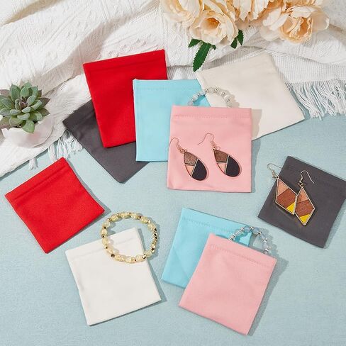 DICOSMETIC 12Pcs 2 Colors Jewelry Zipper Pouch Mini Velvet Jewelry Storage Zipper Bags Square Pouches Compact Organizers Jewelry Gift Pouches for Rings Earrings Bracelets in Saudi Arabia