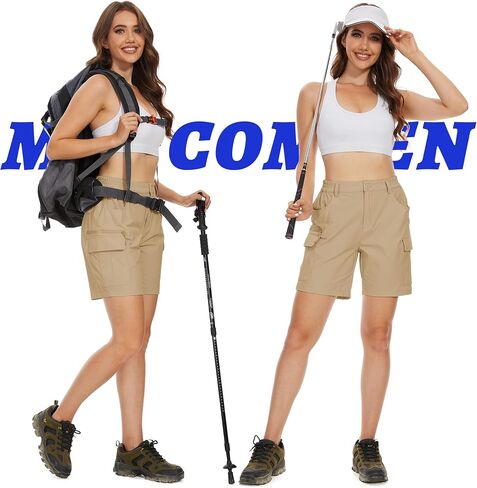 شورت جولف MAGCOMSEN للسيدات مقاس 7 بوصات 6 جيوب سريع الجفاف للتنزه سيرًا على الأقدام خفيف الوزن ومقاوم للماء شورت صيفي خارجي in Saudi Arabia
