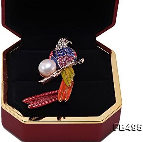 دبوس اللؤلؤ JYX الرائع مقاس 13 مم بروش لؤلؤ الببغاء الملون لحفلات الهدايا النسائية in Kuwait