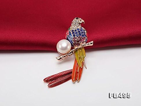 دبوس اللؤلؤ JYX الرائع مقاس 13 مم بروش لؤلؤ الببغاء الملون لحفلات الهدايا النسائية in Kuwait