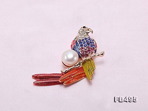 دبوس اللؤلؤ JYX الرائع مقاس 13 مم بروش لؤلؤ الببغاء الملون لحفلات الهدايا النسائية in Kuwait