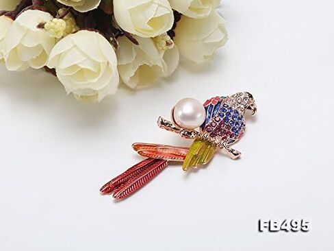 دبوس اللؤلؤ JYX الرائع مقاس 13 مم بروش لؤلؤ الببغاء الملون لحفلات الهدايا النسائية in Kuwait