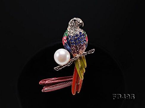 دبوس اللؤلؤ JYX الرائع مقاس 13 مم بروش لؤلؤ الببغاء الملون لحفلات الهدايا النسائية in Kuwait