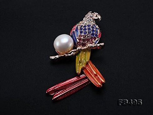 دبوس اللؤلؤ JYX الرائع مقاس 13 مم بروش لؤلؤ الببغاء الملون لحفلات الهدايا النسائية in Kuwait