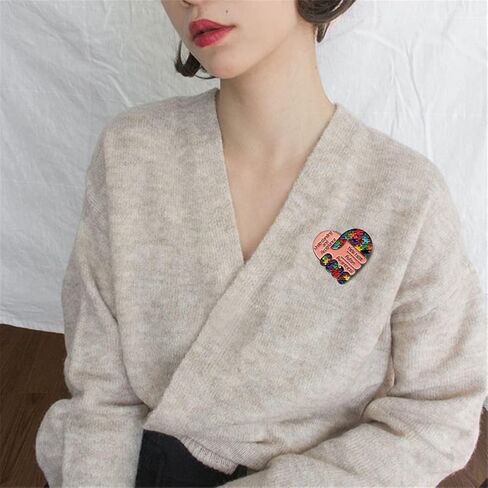 Autism Awareness Heart Shaped Enamel Brooch Pins Badge Rainbow Puzzle Lapel Pin Alloy Metal Brooch Lapel Pin Fashion Jewelry Accessories Support Gifts, Metal, no gemstone in Kuwait