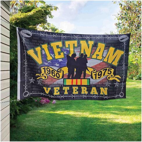 Vietnam Veteran Flag, 3 x 5 Three Brothers Flag War Memorial with 1960-1975 Huey Helicopter Combat Helmet VetFriends.com in Saudi Arabia