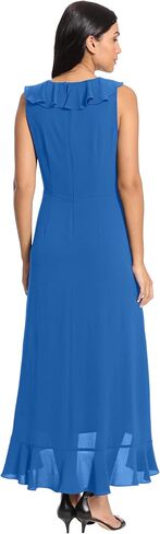 London Times Women's Soft and Flowy Feminine Ruffle Hi-Low Faux Wrap Maxi Dress in Saudi Arabia