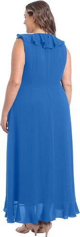 London Times Women's Soft and Flowy Feminine Ruffle Hi-Low Faux Wrap Maxi Dress in Saudi Arabia