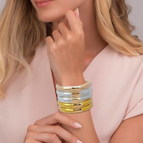 مجموعة أساور سيليكون هلامية ناعمة مملوءة بالجليتر من 5 قطع من YBMYCM، أساور عصرية لامعة كهدية للنساء والفتيات in Kuwait