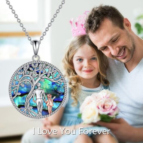 AOBOCO Father Daughter Necklace Sterling Silver Jewelry Gift for Daughters Granddaughter in Saudi Arabia