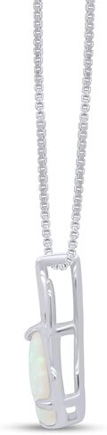 AFFY 7MM Heart Cut White Created Opal Paw Print Pendant Necklace In 14K Gold Plated 925 Sterling Silver Along With 18"+2" Adjustable Chain in Saudi Arabia