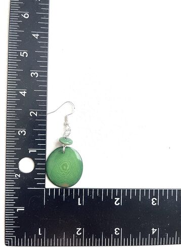 Olive Green Tagua Nut Earrings, Vegetable Ivory Dangle Earrings Tag222 in Saudi Arabia