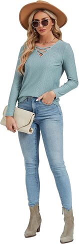 LYANER Women's Long Sleeve Eyelet Tops Dressy Business Casual Work Shirts Tunic Tops in Saudi Arabia