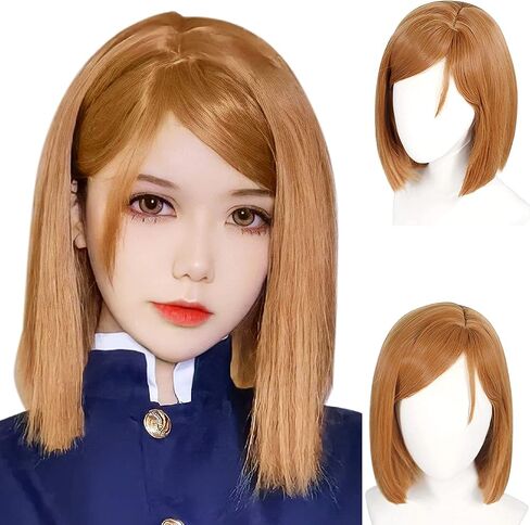 JoneTing +{Wig Cap} Blonde Wig for Cosplay Costume Women Synthetic Wig Ombre Black Yellow Wig for Girls Short Wavy Halloween Wig for Anime Cosplay Peluca Ombre Negra Amarilla Natural Wigs for Chrismas Party in Saudi Arabia