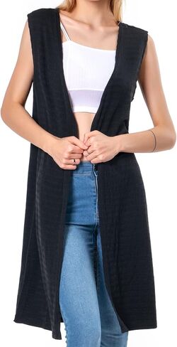 Sleeveless Cardigan Women Long Maxi Sweater Summer Open Front Tunic Vest Lightweight Soft Duster in Kuwait