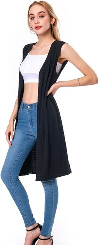 Sleeveless Cardigan Women Long Maxi Sweater Summer Open Front Tunic Vest Lightweight Soft Duster in Kuwait