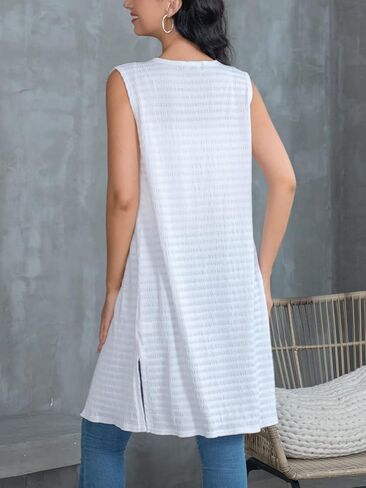 Sleeveless Cardigan Women Long Maxi Sweater Summer Open Front Tunic Vest Lightweight Soft Duster in Saudi Arabia