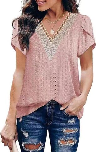 COCOKER 2024 Women's Sleeveless Tank Tops Lace Summer Tops V Neck Cute Shirt in Saudi Arabia