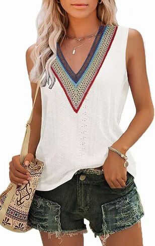 COCOKER 2024 Women's Sleeveless Tank Tops Lace Summer Tops V Neck Cute Shirt in Saudi Arabia
