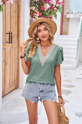 COCOKER 2024 Women's Sleeveless Tank Tops Lace Summer Tops V Neck Cute Shirt in Saudi Arabia