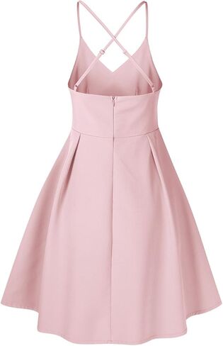 فستان نسائي بياقة V عميقة وحمالات رفيعة قابلة للتعديل، بدون أكمام، مثير بدون ظهر، لحفلات الكوكتيل in Kuwait