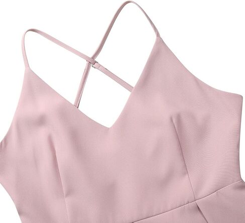 فستان نسائي بياقة V عميقة وحمالات رفيعة قابلة للتعديل، بدون أكمام، مثير بدون ظهر، لحفلات الكوكتيل in Kuwait