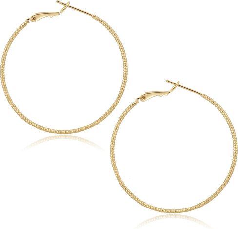 ToHeart 14k Gold Plated Twisted Hoop Earrings for Womens Lightweight Hypoallergenic Large Gold Hoop Earrings, Silver, No Gemstone in Kuwait