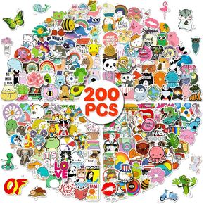 Cute Kawaii Stickers for Girls Vinyl Anime Waterproof Decals for Laptop Computer Skateboard Guitar Ps5 Bottles Phone (200pcs Funny)