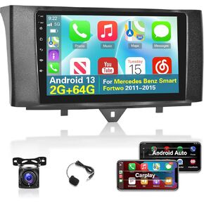 [2+64G] Android 13 Car Radio for Mercedes Benz Smart Fortwo 2011-2015 - Wireless Carplay and Android Auto - 9 Inch Touch Screen Car Stereo with Multiple UI/GPS/WiFi/SWC + AHD Backup Camera in Kuwait