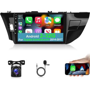 [2+32G] Car Radio for Toyota Corolla/Levin 2014-2017 - Wireless Carplay and Android Auto - 10.1 Inch Touchscreen Android Car Stereo with WiFi/GPS/SWC/Mutliple UI + AHD Backup Camera