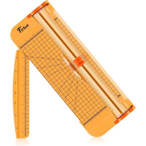 Firbon Yellow A4 Paper Cutter, 12 Inch Titanium Straight Paper Trimmer with Side Ruler for Scrapbooking Craft, Paper, Coupon, Label, Cardstock