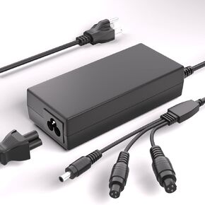 24V Razor Scooter Battery Charger 3 in 1 - Fit for Razor, Jetson, Swagtron, Bird, Gotrax, Segway Scooter, 3 Holes (8mm/12mm) Female Port (5.5mm*2.5mm Universal 2.1mm) Adapter Power Supply Cord