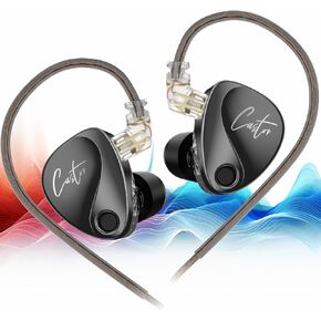 Podcast IEM Earphones KZ Castor - Adjustable Enhanced Bass, Harman Target, Detachable Wired in Ear Monitor Headphones for Musicians Drum Guitar, Audífonos Intraurales (with Mic)