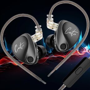 Podcast IEM Earphones KZ Castor - Adjustable Enhanced Bass, Harman Target, Detachable Wired in Ear Monitor Headphones for Musicians Drum Guitar, Audífonos Intraurales (with Mic) in Saudi Arabia