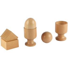 Montessori 3D Object Fitting Exercise Egg Ball with Cup Cube with Box Baby Basic Life Skill Practice Toy Montessori Material Sensorial Toy for Toddler Early Educational Material Preschool Learning Toy