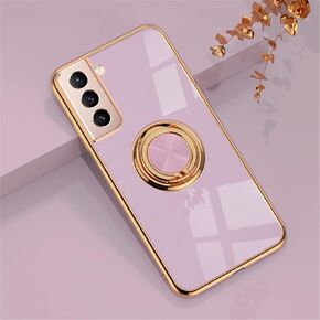 EYZUTAK Electroplated Magnetic Ring Holder Case for Samsung Galaxy S21 5G, 360 Degree with Rotation Metal Finger Ring Holder Magnet Car Holder Soft Silicone Shockproof Protective Cover - Black