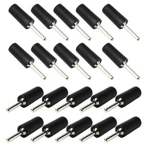 Pin Banana Connector, 20Pcs Pin Banana Plugs 2mm Plated Brass Male Connectors Waterproof Speaker Cable Connector Kit, Banana Plug (Black)