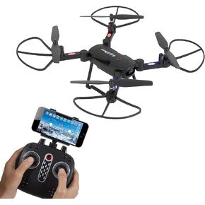 SereneLife SLRD18 WiFi FPV Foldable Drone with HD Camera and Live Video. Headless Mode Quadcopter, Altitude Hold, 1-Key Takeoff/Landing, Custom Route Mode, 13 Min Long Flight Time