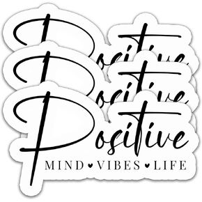 (3PCS) Positive Mind Vibes Life Black Sticker, Motivational Quotes, Inspirational Quotes Stickers,Waterproof Vinyl Decal Decor Books Laptops Tumblers Kindles 3'' x 1.8 " in Saudi Arabia