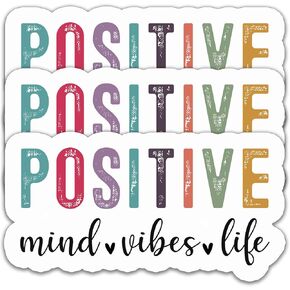 (3PCS) Positive Mind Vibes Life Black Sticker, Motivational Quotes, Inspirational Quotes Stickers,Waterproof Vinyl Decal Decor Books Laptops Tumblers Kindles 3'' x 1.8 "