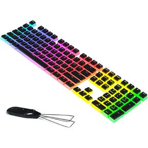 Manbasnake Pudding Keycaps Double Shot PBT Keycap Set with Translucent Layer,for 104 87 61 Keys RGB Backlit Mechanical Keyboards,OEM Profile,US Layout-Black
