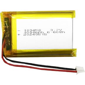 103450 Lithium ion Polymer Rechargeable Battery with 2 Wires JST Connector(1800mah/3.7v)