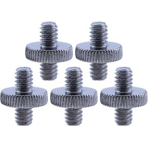 5PCS 1/4 Inch-20 to 1/4 Inch-20 Dual Head Adapter Screw Male to Male Metal Tripod Screw Adapter Camera Screw Adapter Converter