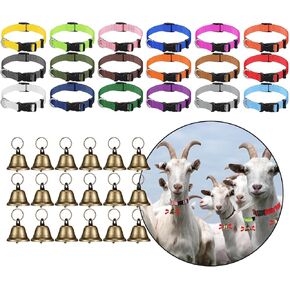 6 Sets Goat Collars with Bells Horse Sheep Grazing Bells Adjustable Nylon Dog Bell Collar with Quick Release Buckle Anti Lost Pet Collar with Copper Bell for Small Farm Animal Accessories