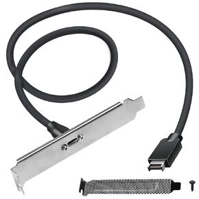 USB 3.2 Gen 2 USB-C Front Panel Adapter Cable, Motherboard Header Extension Adapter, USB C Female to 20 Pin USB Type E A-Key Male with PCI Bracket, 15.7", with Mesh dustproof Baffle, Screw